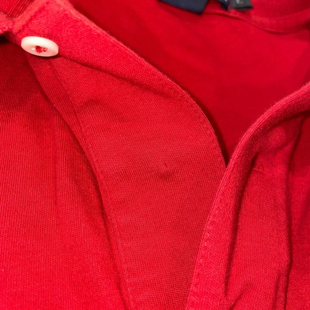 Polo Ralph Lauren Mens Red Long Sleeve Polo Shirt Green Pony Logo Size L